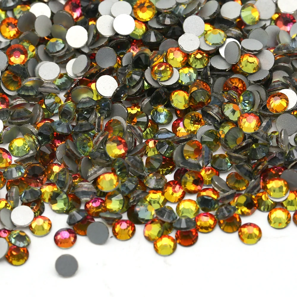 Wholesale Over 120 colors SS2-SS40 Multi sizes Red Volcano Glass Rhinestone Flat Back Rhinestone Bulk For Nail Cup DIY