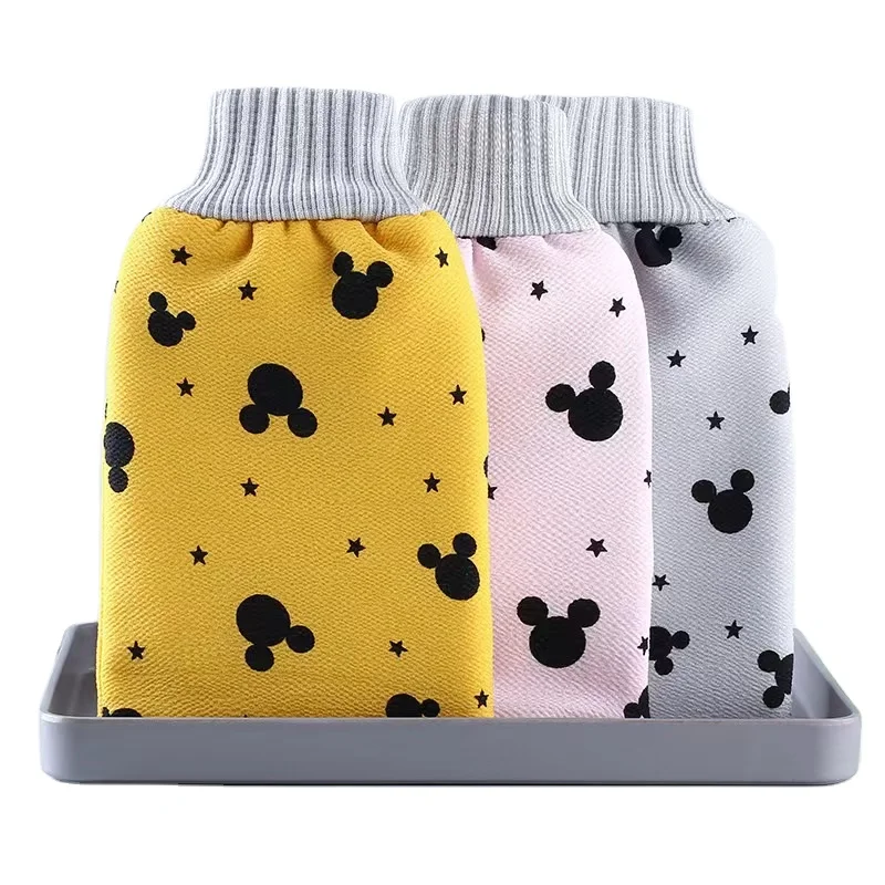 Set Naturalting Bath Shower Scrub Mitts Gloves Loofah Bath Gloves Spa Body Gloves Natural Custom China 50.3GSM Skin Friendly