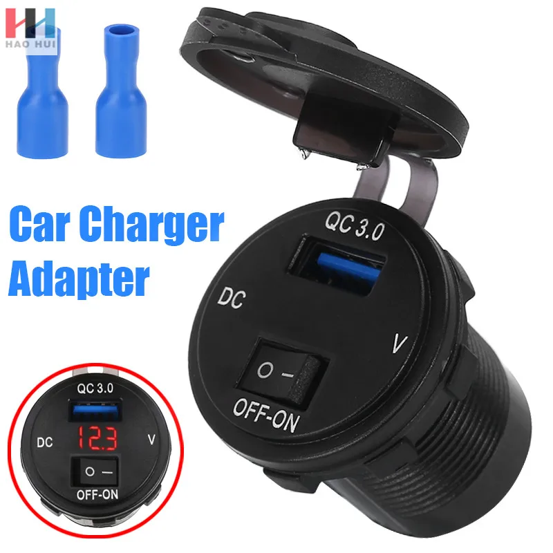 C0490 12v QC 3.0 USB Car Cigarette Lighter Socket Splitter Quick Charger Adapter Socket