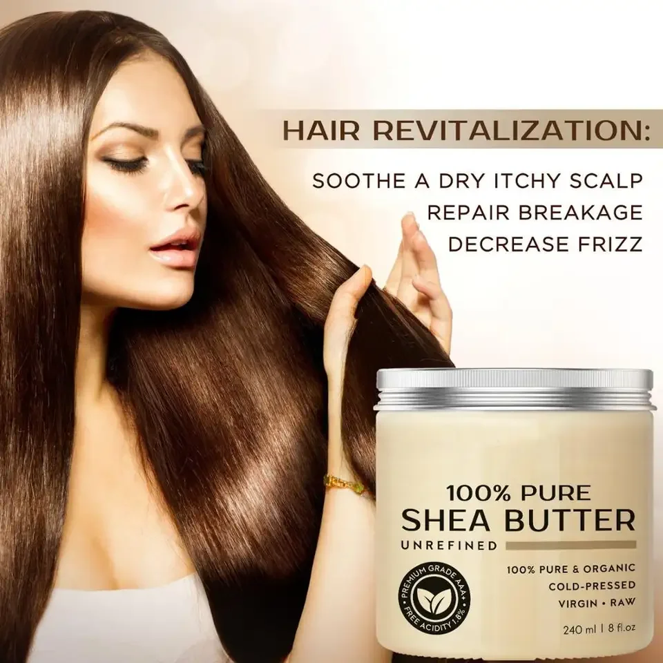 BLIW Private Label 250ML Wholesale Vegan Natural 100% Pure Shea Butter Cream Moisturizing Whitening Original Body Butter