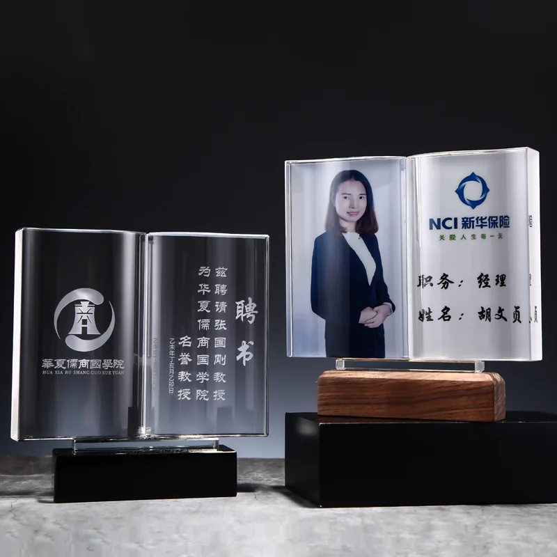 Custom hand made blank trofeos de cristal sublimation book shape crafts glass crystal award trophy for sport tournament souvenir