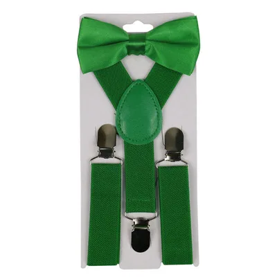 Elastic Boys Girls Suspender Bowties Set For Children Wedding Bowties Suspenders Baby Kids Solid Bow Ties Braces Belt