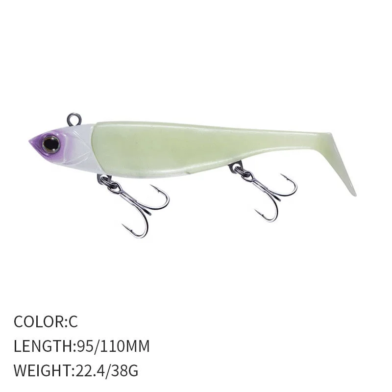 95mm/22.4g 110mm/38g Paddle Tail Twister Fish Long Cast Black Minnow Shad Lure Plastic Soft Swim Bait Pinfish Bass Pike Fishing