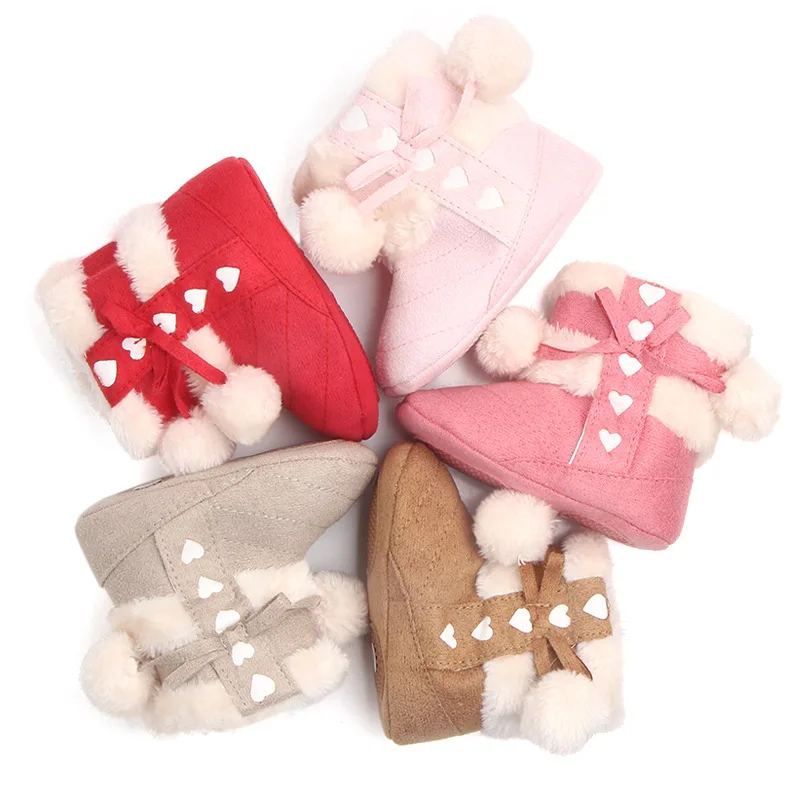 Cutesheep Newborn Baby Winter Booties Baby Warm Shoes Solid Plush Ankle Boots Infant Baby Girls Snow Boots