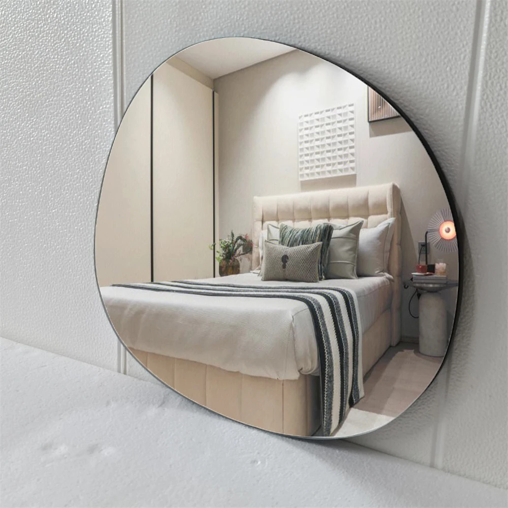 wholesale Antique hollywood living room decor big frameless asymmetrical hanging wall irregular for Bathroom Bedroom mirror