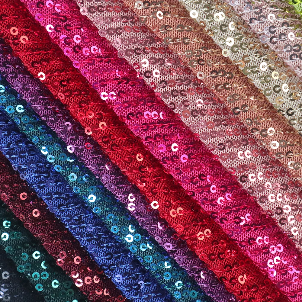 Multi color textiles fabric mesh sequin Clothing fabrics for dress and peaty wear