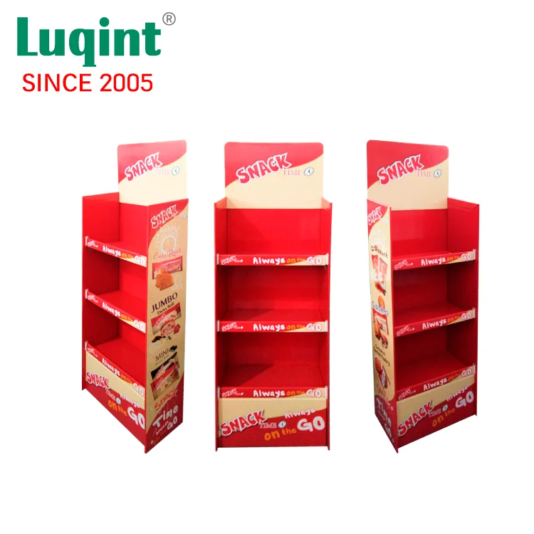 Prepack Creative Design Corrugated Cosmetic Floor Displays Stand, POS Cardboard Display Stand for Gift Bag Card Merry Christmas