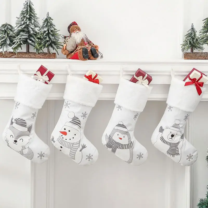 Large Christmas Cartoon Socks Santa Claus Snowman Gift Bags Christmas Socks Decorations For Home Christmas Gift Sock