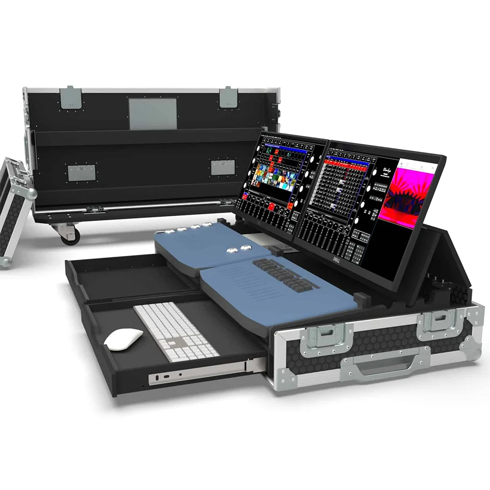 vaylong Custom Lighting controller mixer Flight Case with 2 Dell touch monitor for Chamsys MagicQ PC Wing and Extra Wing