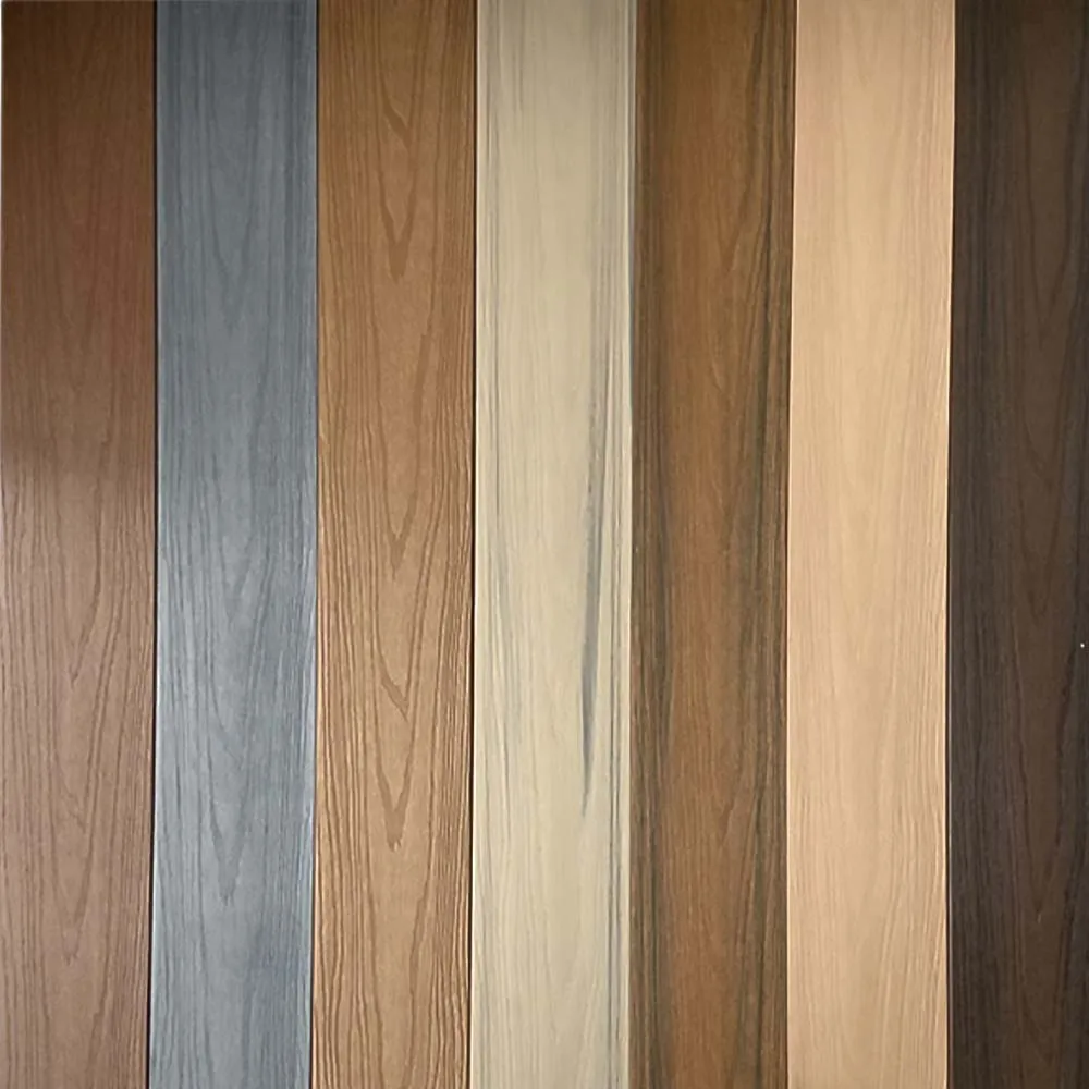 Exterior patio terrace matte finish Co-extrusion round holes hollow composite wood brushed capped wpc decking