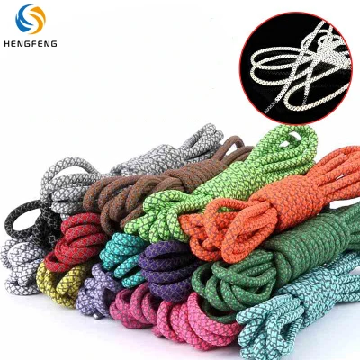 Custom Round Shoelaces Laces Rope String Packaging Sport Bootlaces Reflective Shoe Lace
