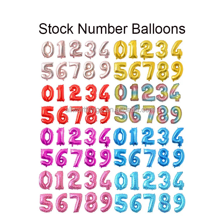 Large Size 40inch custom Number Shaped balloons Helium Balloon Number Foil Ballon