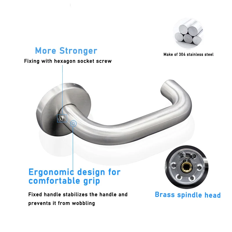 Wholesale European Indoor U Shape 304 Stainless Steel Lever Handle Door Handle