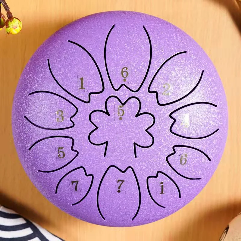 Carbon Handpan C/D Major 6 Inch 11 Notes Therapy Steel Hand Tongue Drum Rain Drum for students