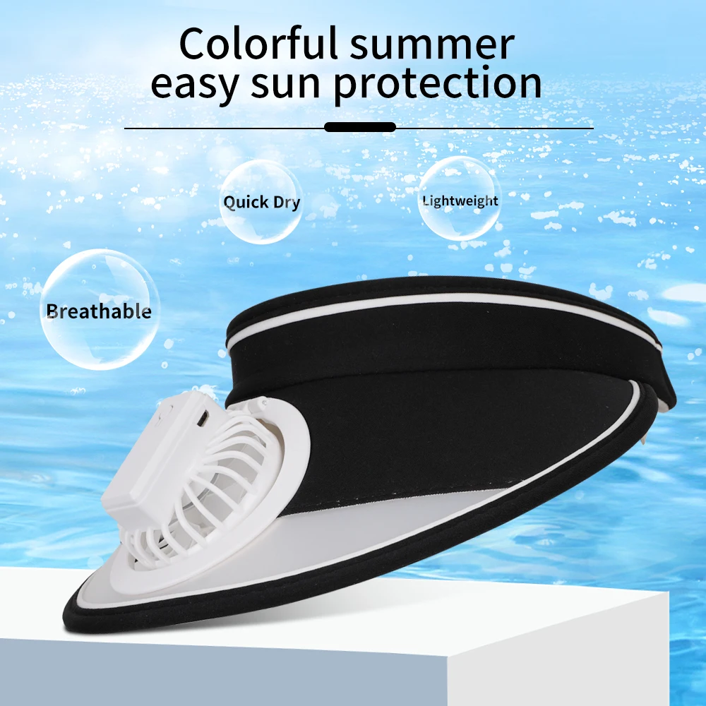 Ultra-Quiet Rechargeable Fan Hat Custom snapback Adjustable Speeds Outdoor Fan Cap