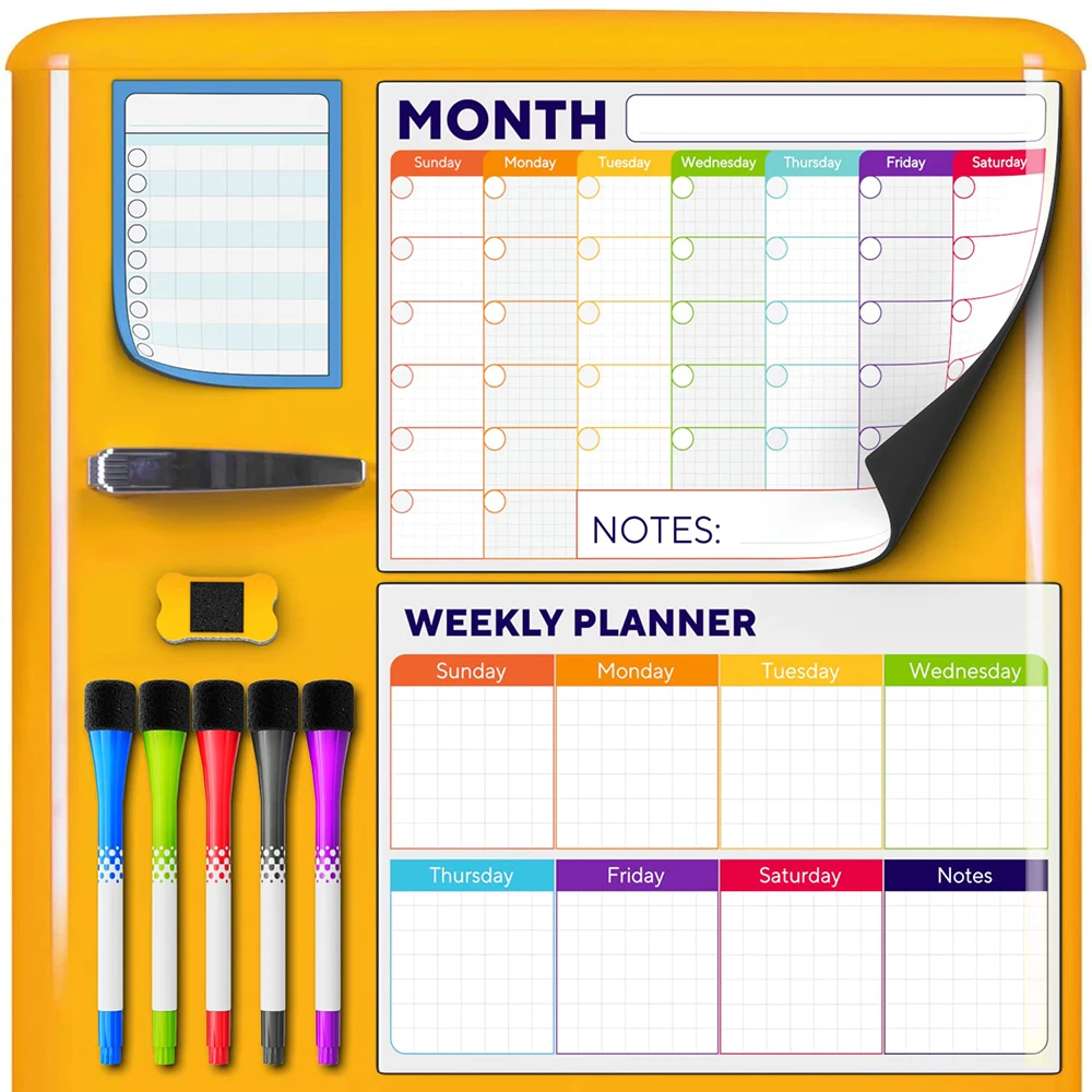 Dry Erase Monthly Whiteboard Magnet Calendar Erasable Family Schedule Planner Board