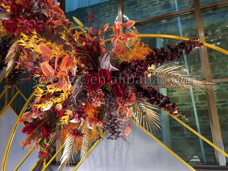 Wholesale Party Hollow out screen background set five Golden Metal Newest Backdrop For Wedding Decoration