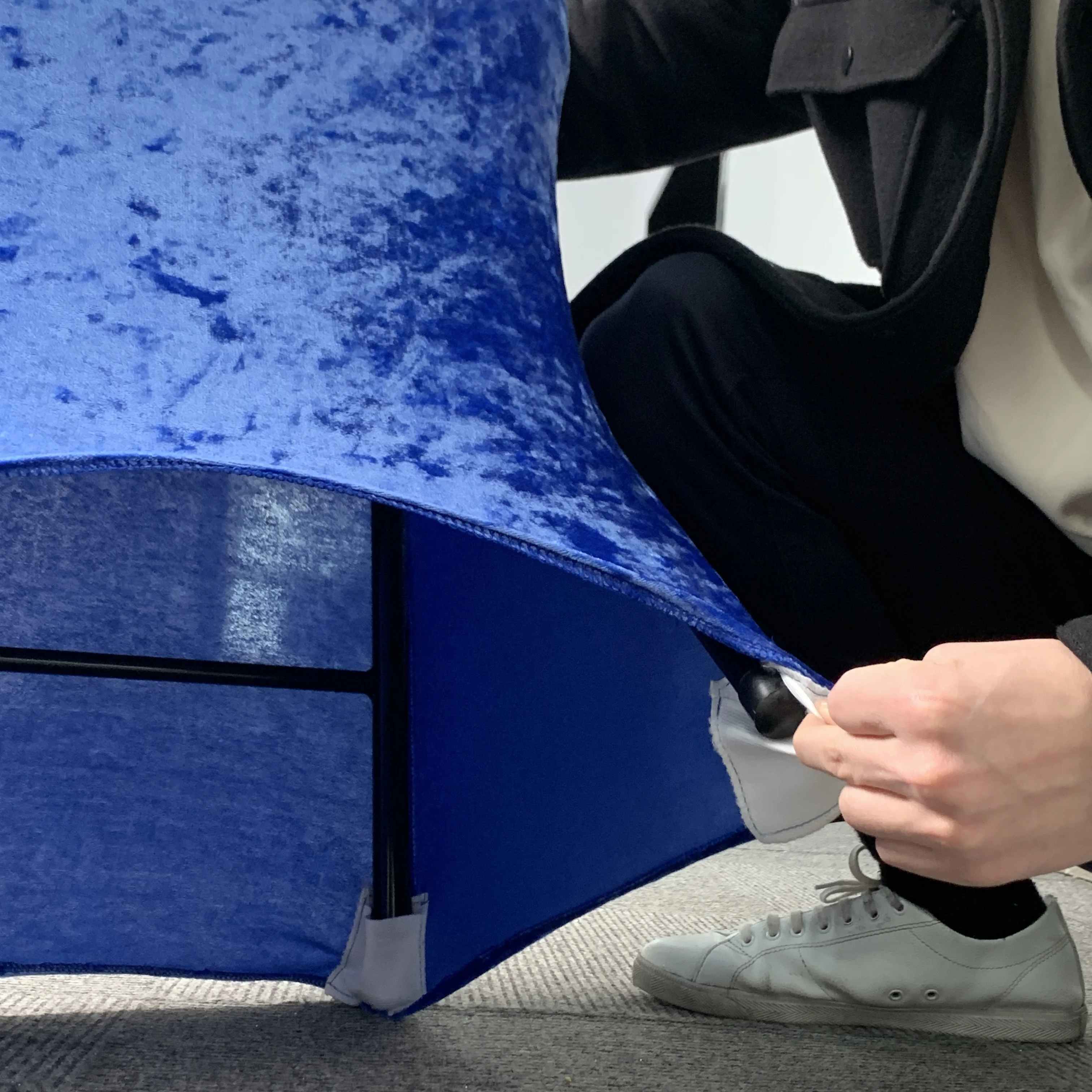 Высококачественные складные Чехлы для сидения из темно-синего бархата и спандекса