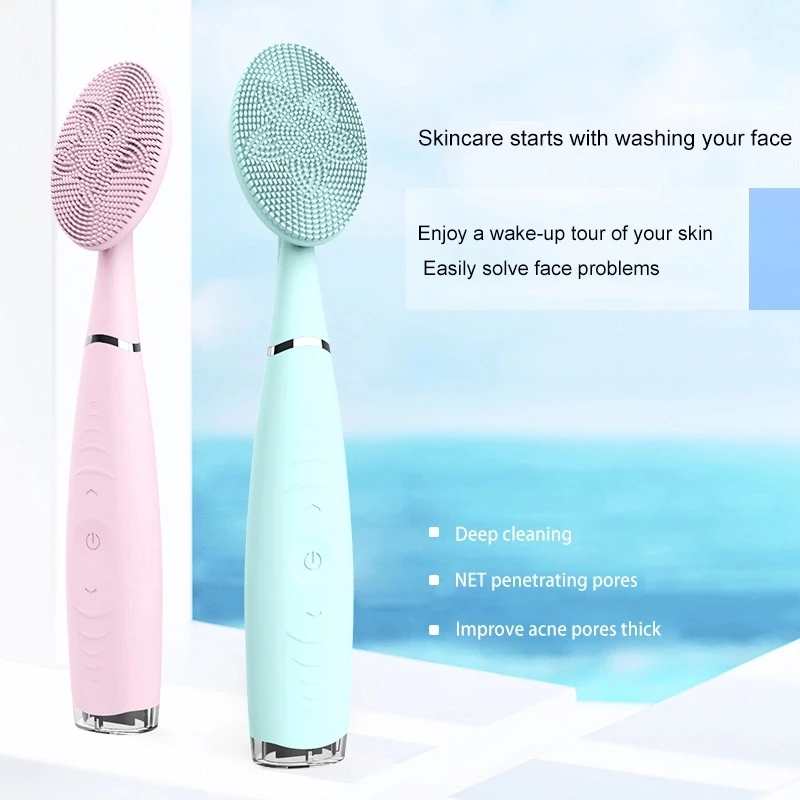 
Electric soft silicone face wash massage cleansing brush sonic facial pores cleanser brush 