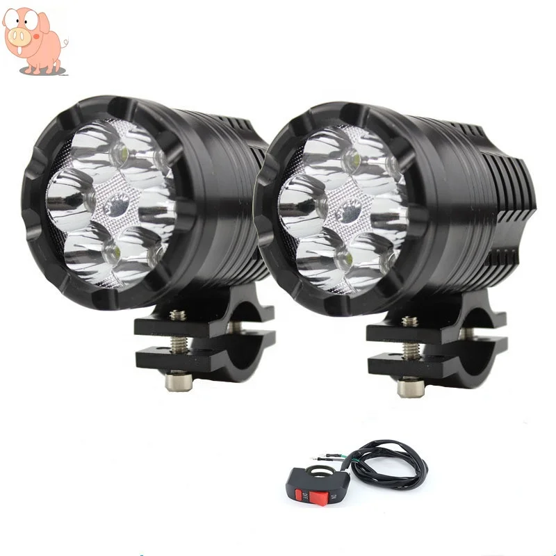 60W Motorcycle LED Light Spotlight Driving Fog Head Lamp and 3 Modes Changeable Switch Strong Light / Weak Light / Strob