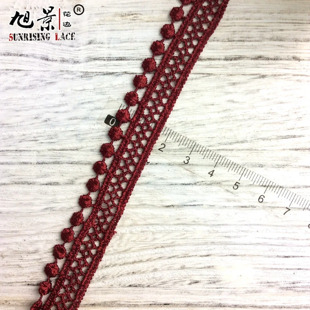 Lace Factory Colorful Pompom Trimming Mini Cotton Guipure Embroidery Pom Pom Lace Trim