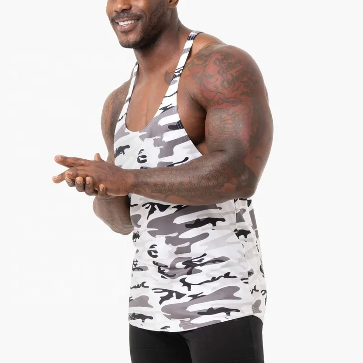 High Quality Custom Camouflage Stringer Racerback Breathable Fitness Muscle Tank Top