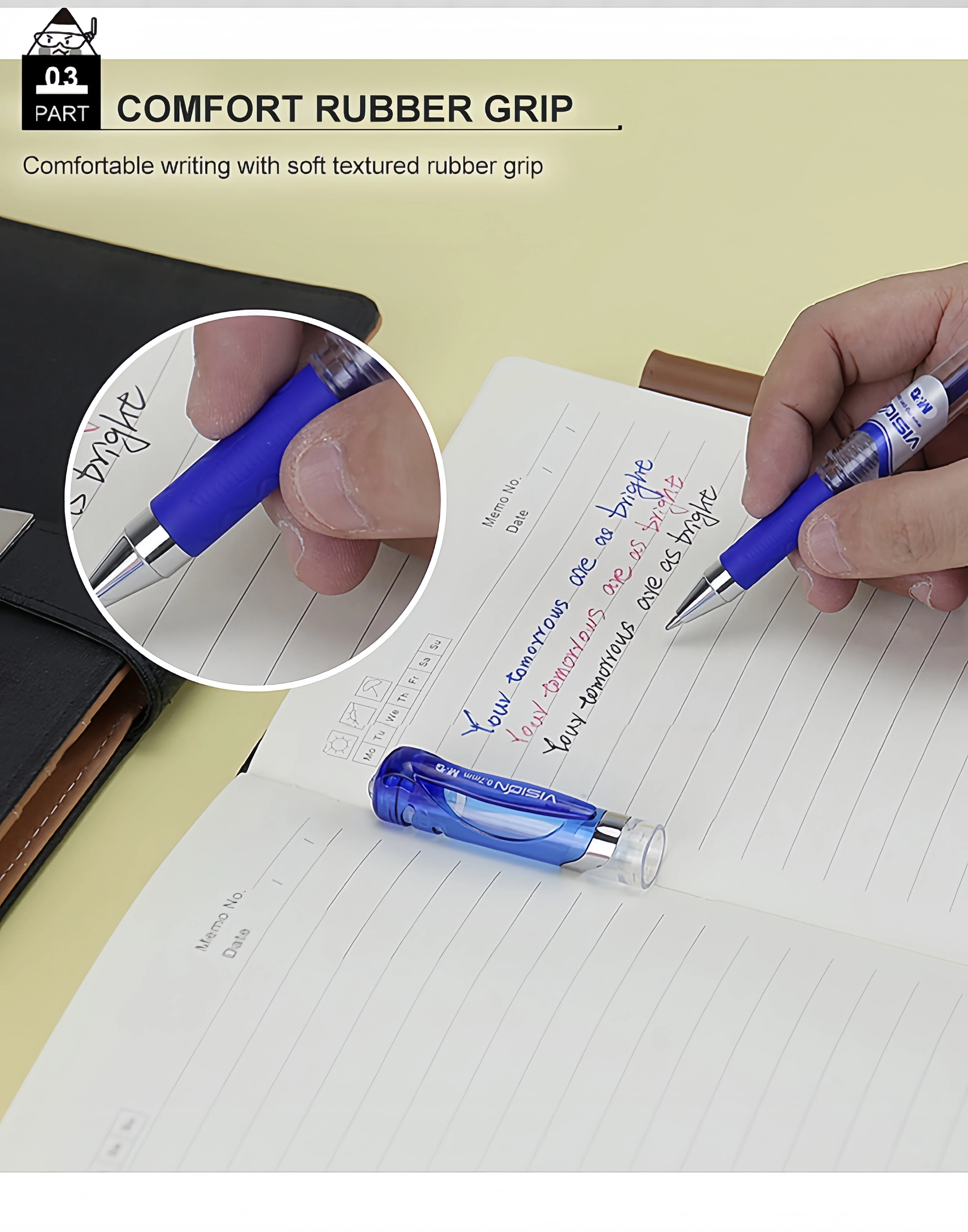 M & G Classical Stick Gel Pen 0.7 mm Textured Non-Slip Grip Available in Black Blue and Red Ink Colors Made of Plastic