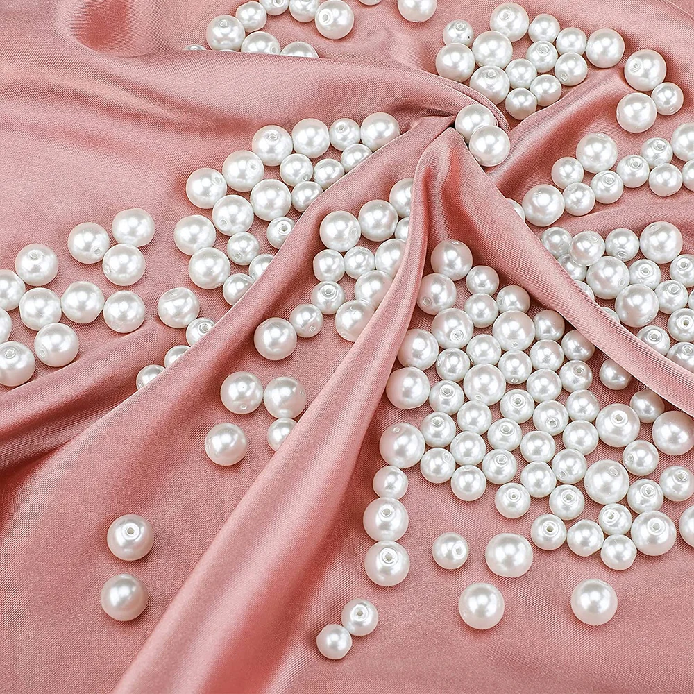 
Handcrafted Bright White Imitated Pearl Beads Set With Stretchy Crystal Cord 4 Pieces Beading Needles for DIY Jewelry Making 