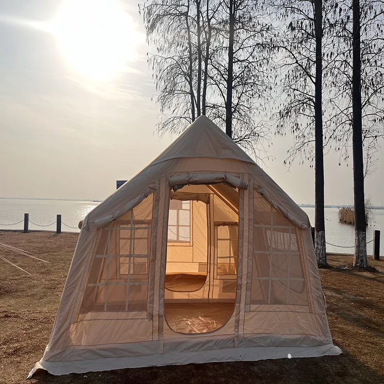 Camping Outdoor  Waterproof Air Inflatable luxury Cabin House Cotton Tent For 5-6 Person Inflatable Camping Tent