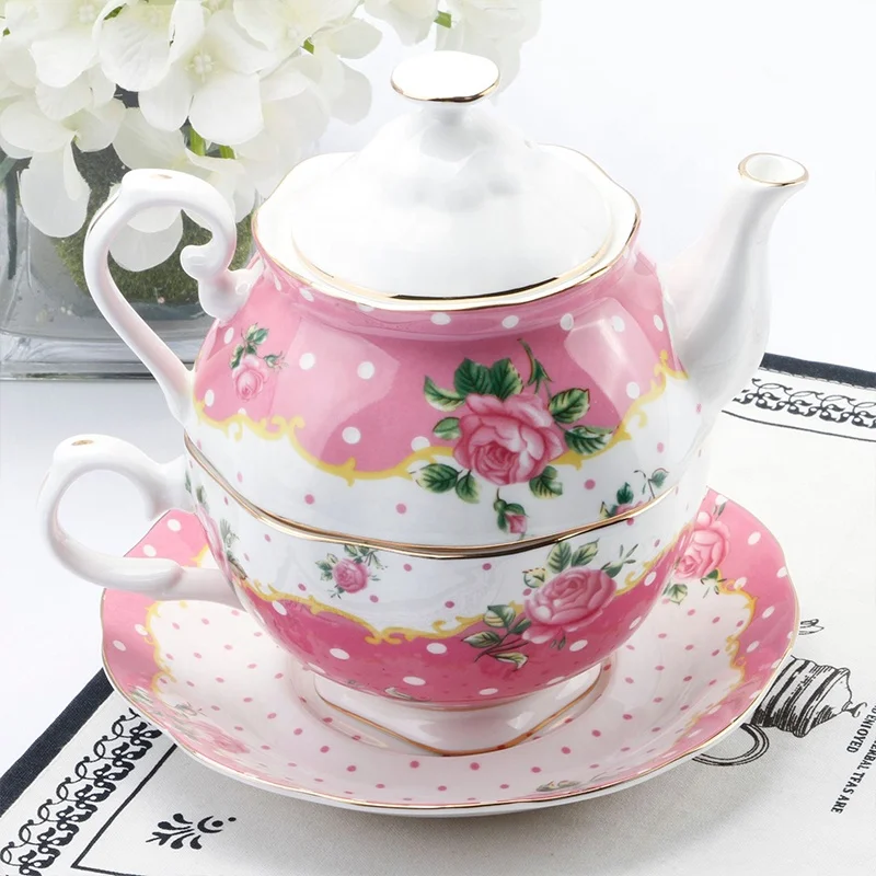chinese suppliers royal floral decal bone china tea pot cup set teapot tea for one set for coffee shops