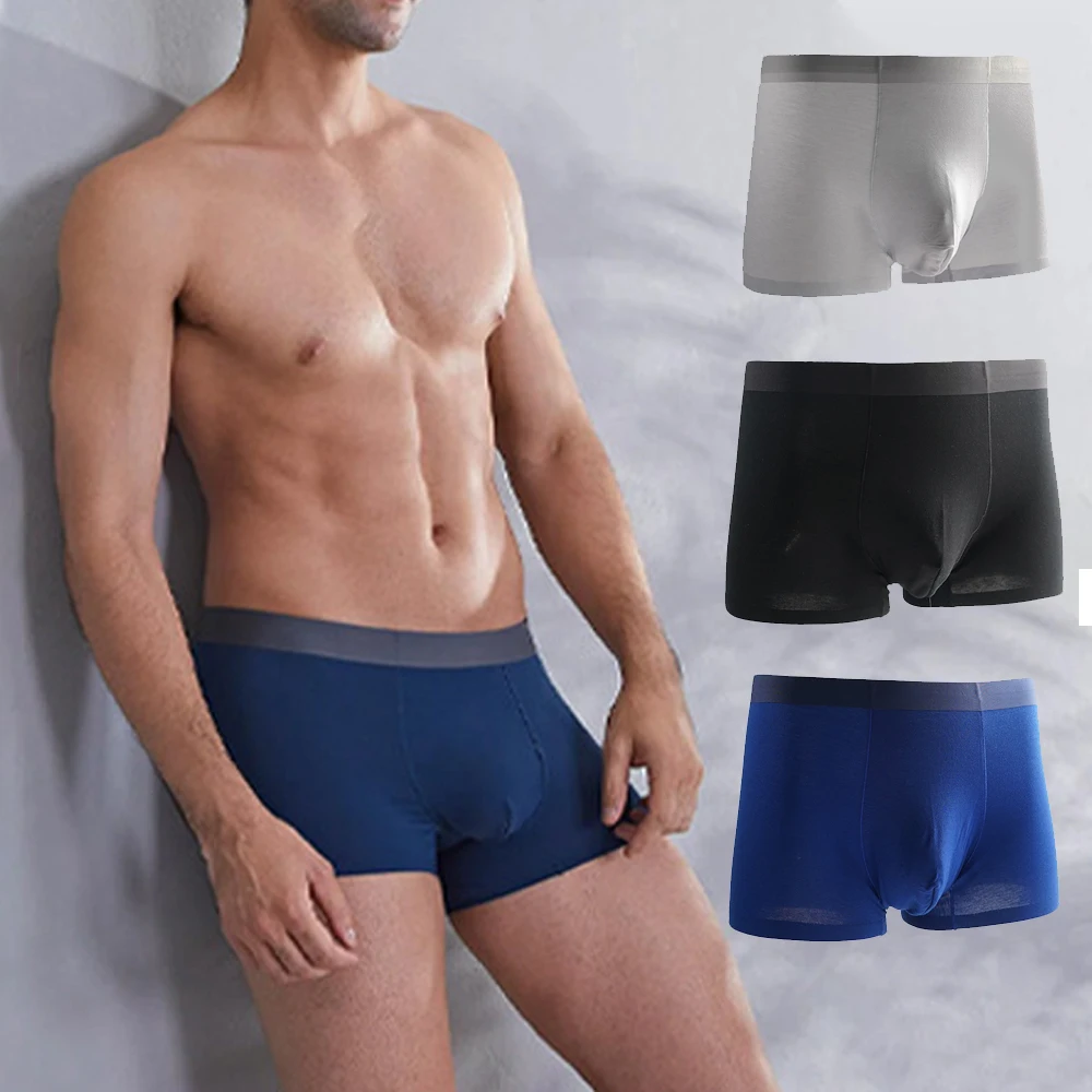 OEM Men Breathable Underwear Sport Boxers Brief Wholesale Merino Wool Tencel Spandex Custom Trunk Logo Print Design Fashion