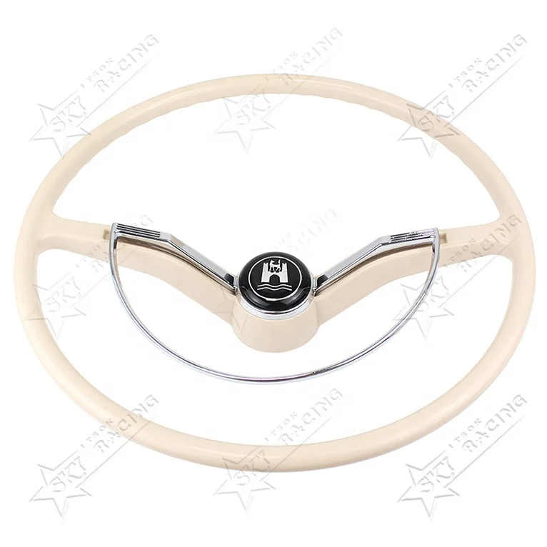 Рулевое колесо для Volkswagen Beetle 62-71 VW Bug Karmann Ghia Тип 3 400 мм 15 дюймов 3/4 дюйма черный и белый цвета 2 спицы винтажное 1962-1971