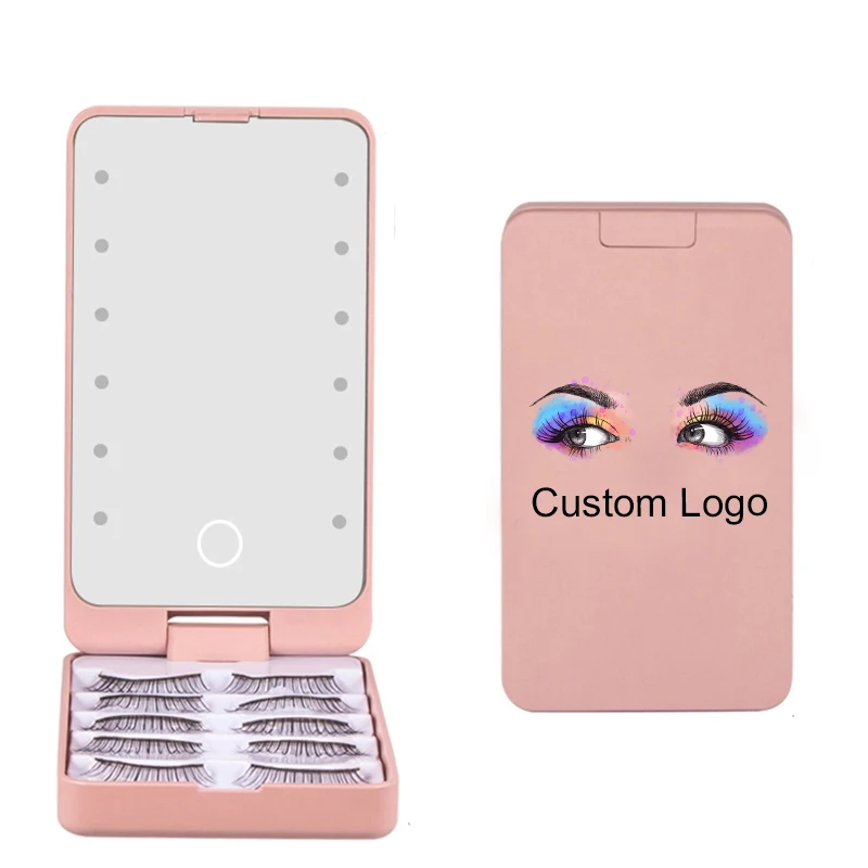 Good quality chrome mirror makeup box with led light make up