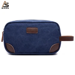 Aosheng guangzhou factory custom mens grey canvas small travel make up bag cosmetic pouch makeup bag