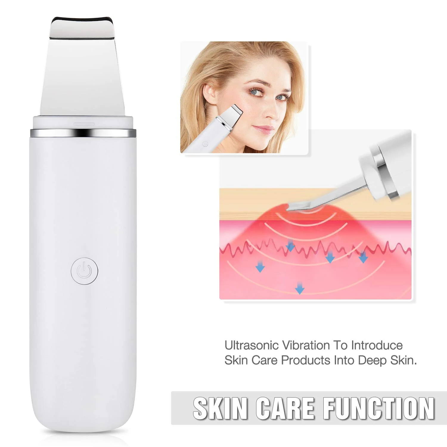Portable Ultrasonic Facial Cleansing Device Anti-aging Mini Peeling Skin Scrubber Skin Spatula Blackhead Remover