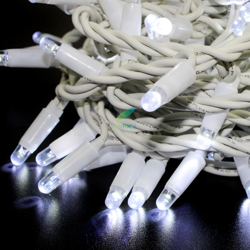 waterproof outdoor use EU market high quality Christmas lights rubber wire 220V 10M customized white LED string lights