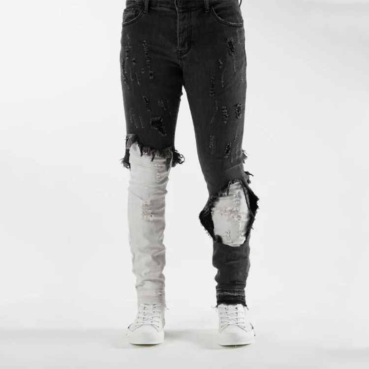 Oem/Odm 2021 Skinny Latest Distress And Grinded Seams Custom Logo Denim Jeans China Factory