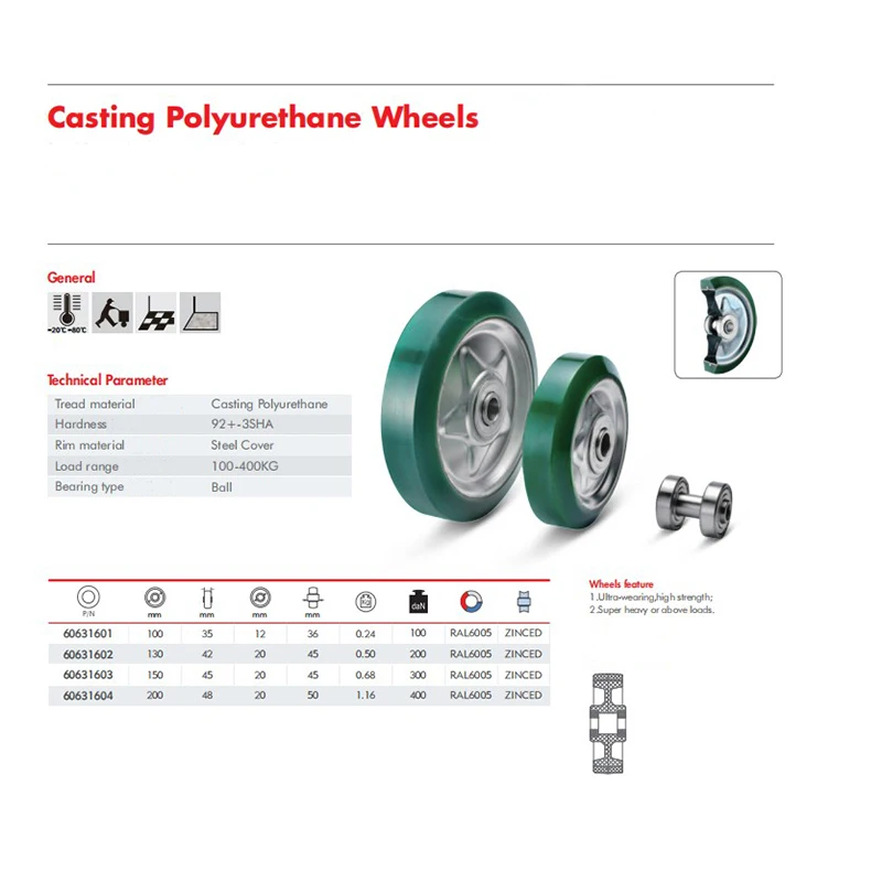 Industrial Caster wheel Black Elastic Rubber Wheel Heavy Duty Plate Type Caters with Brake