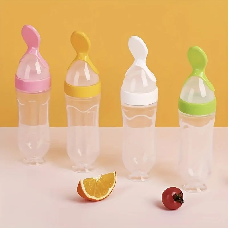 Silicone Baby Feeding Spoon Squeeze - Feeding Tool For Baby Suitable Fruit Juices Rice Pastes, Silicone Baby Feeding Bottles
