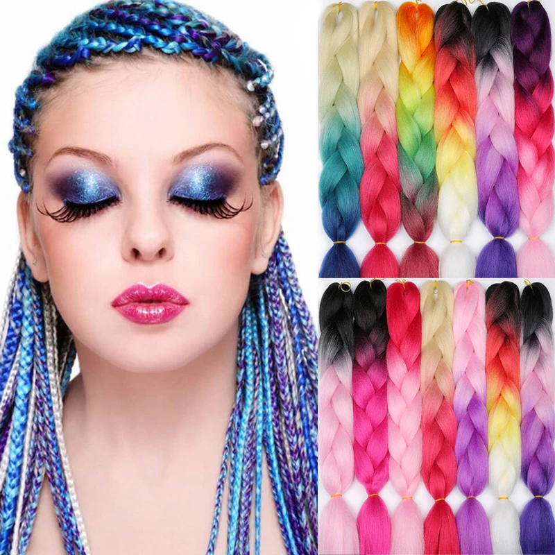 Wholesale Hot Water Setting synthetic hair Ombre jumbo hair braid ez Braid  Synthetic Braiding Hair