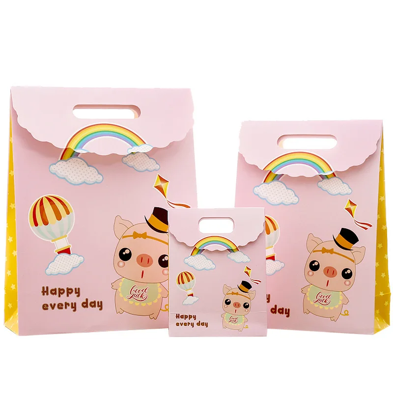 Custom Logo Lovely Cartoon Paper Bag Baby Birthday Gift Bag For Kids