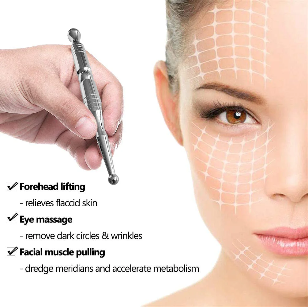 High Quality Stainless Steel Acupoint Pen Facial Reflexology Tool Metal Massage Stick Beauty Multi Purpose Guasha Massage Rod