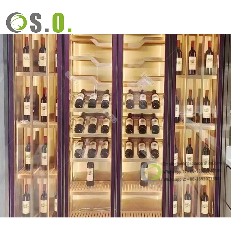 Fashion Wooden wine display stand modern wine cabinet restaurant liquor display showcase