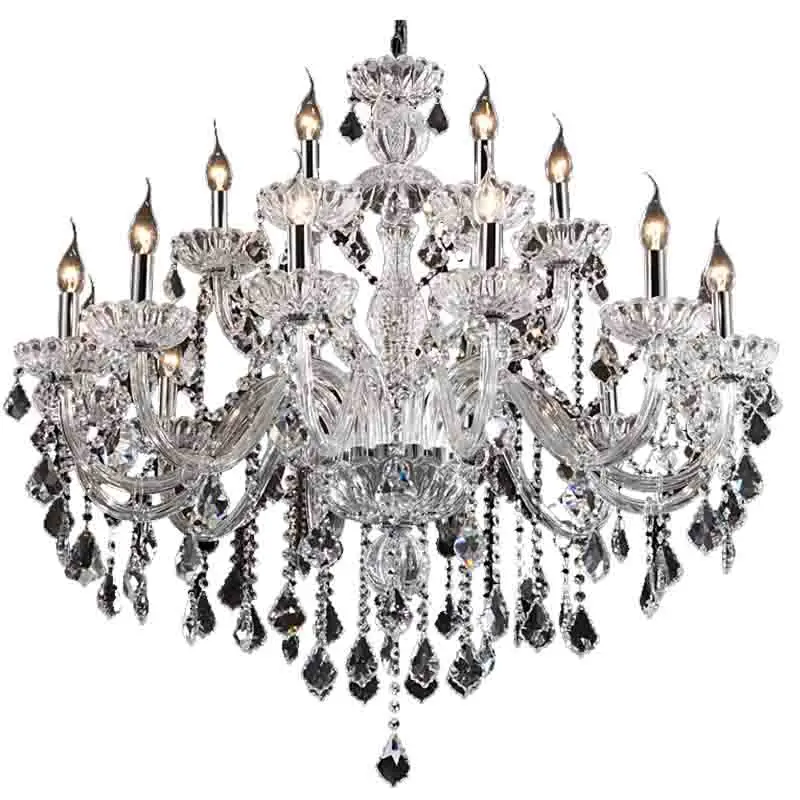 European Style Hand Blown Glass Hallway Lighting Antique Wrought Iron Chandelier