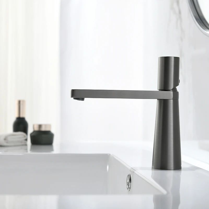 New style brass faucet hot cold shower faucet set bathroom tall gun grey basin faucets