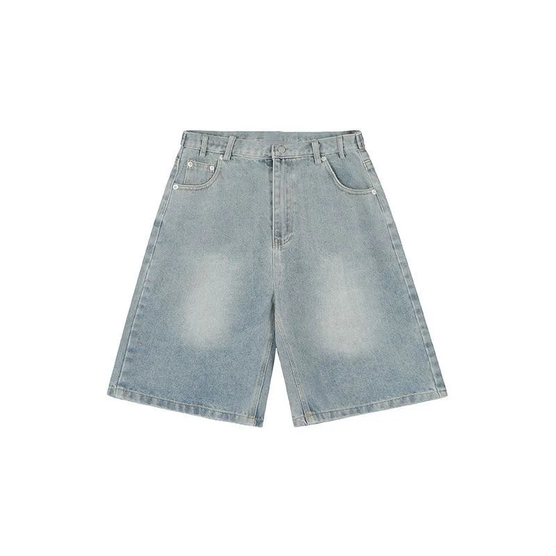 Edge Denim Custom Summer Paint Splatters High Quality Heavy Blue Patch Patchwork Work Jeans Shorts Men S-308