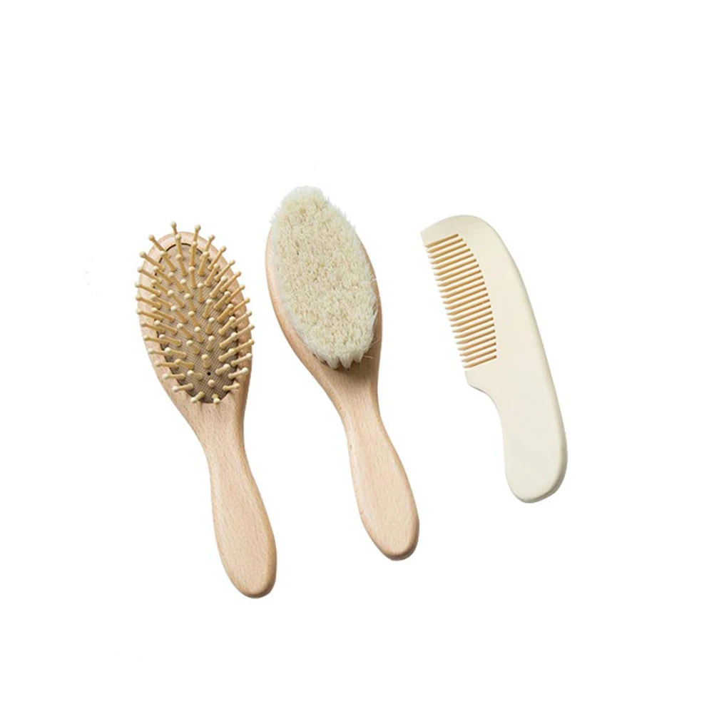 Natural soft Goat Bristles bamboo Baby Hair Brush for newborn and Women Wooden Baby Brush and Comb Set