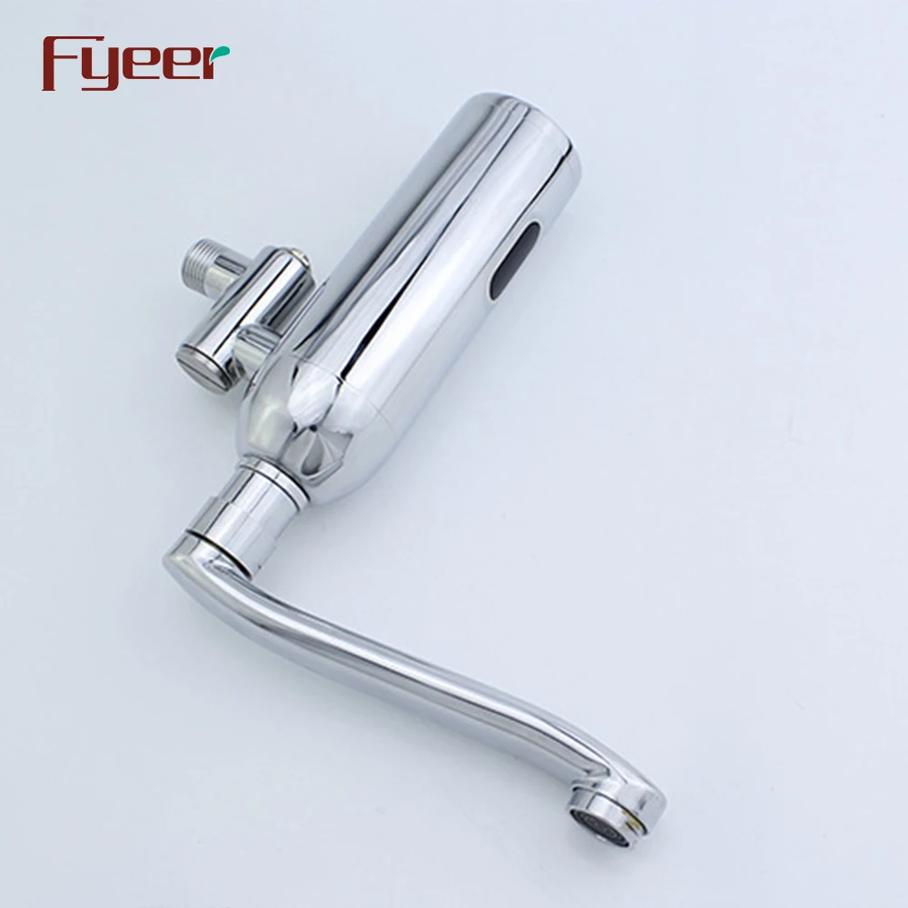 Fyeer Long Spout Cold Only Wall Mounted Automatic Shut Off Sensor Faucet