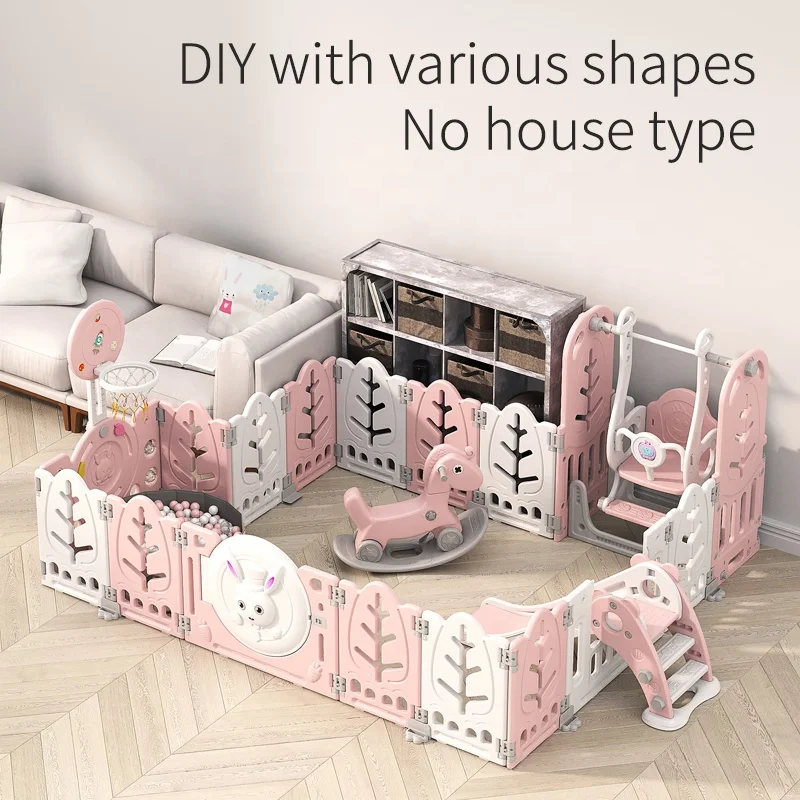 Trend toddler baby playpen with gates plastic baby fence kids playpen with slides and swings