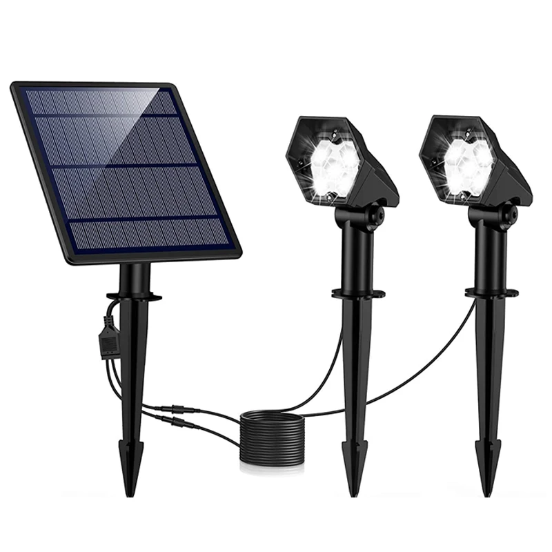 solar powered led garden lights 3W solar panel with 2 spotlights
